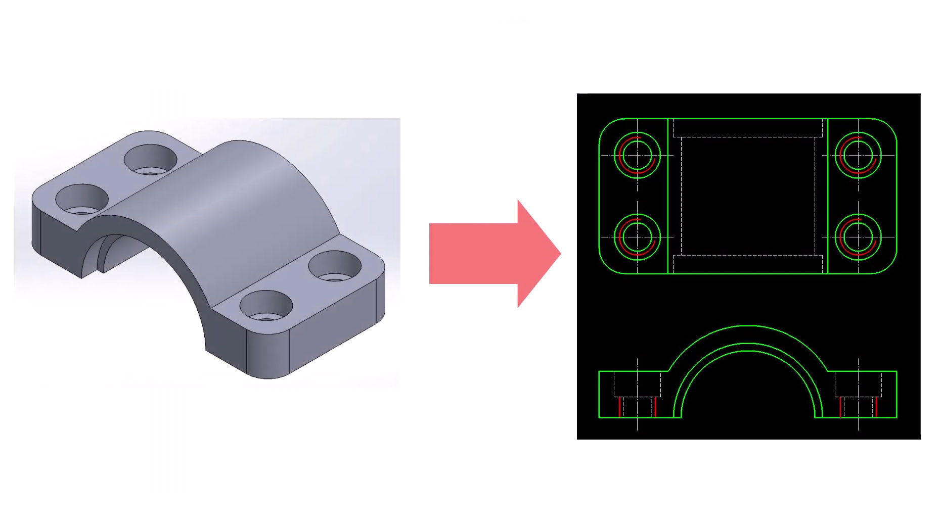 ねじ山の投影図出力