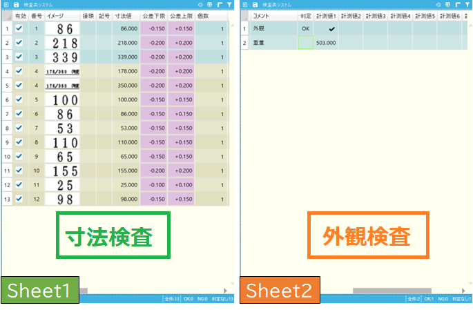 検査工程によってシートを分けたい場合
