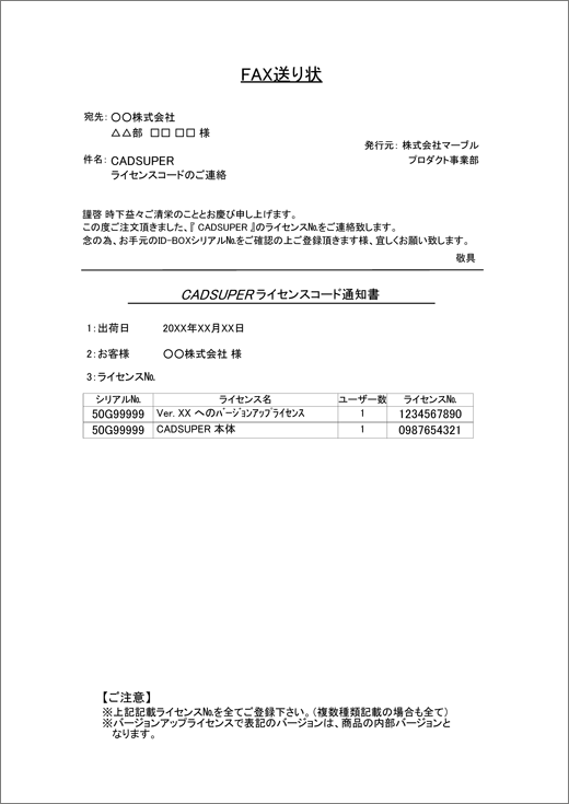 ライセンス通知書